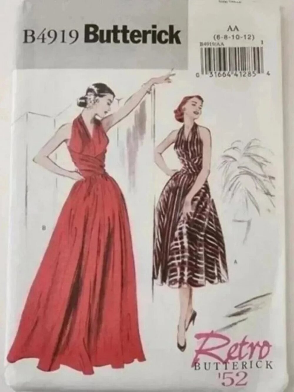 Butterick Retro 52’ B4919 Misses Dress Sewing Pattern 6-8-10-12 Uncut
